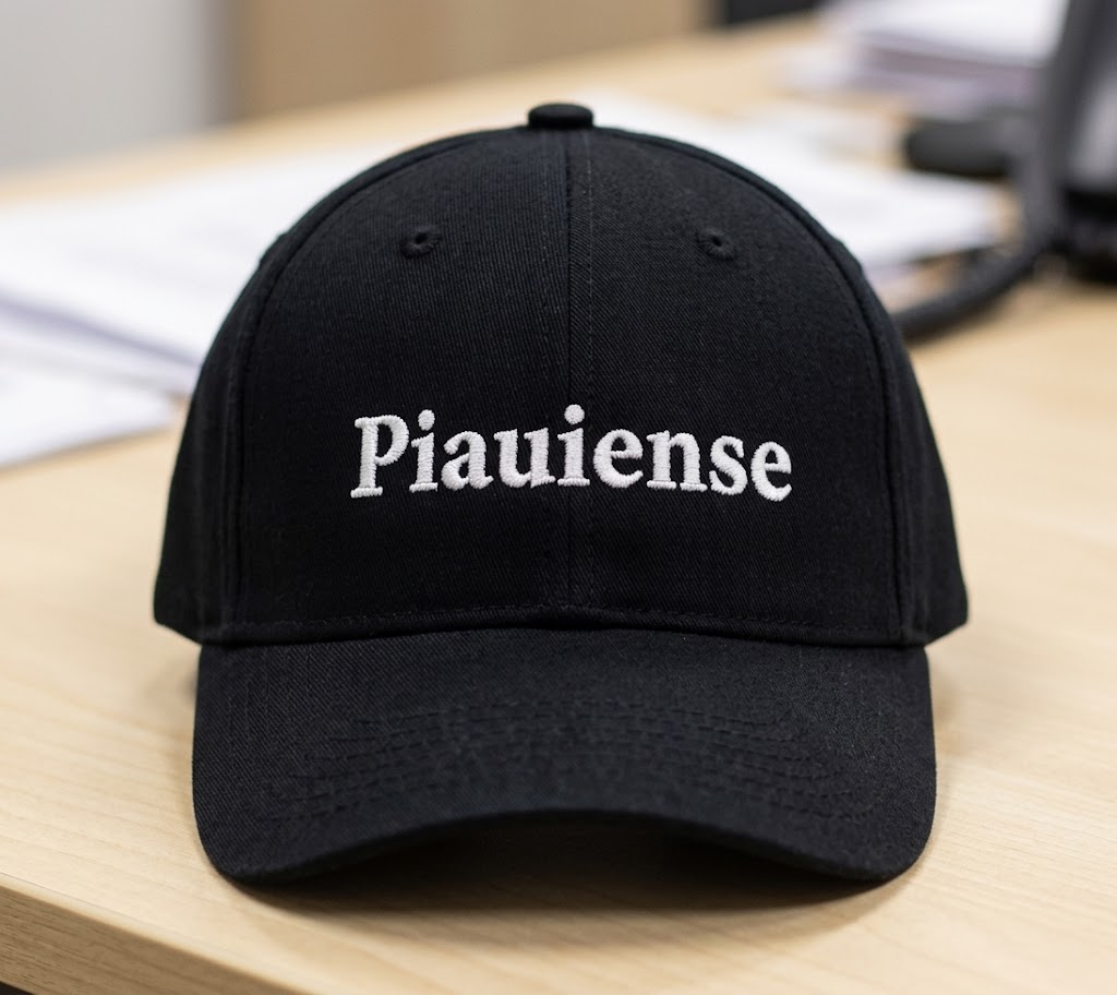 Boné preto com frase Piauiense bordada